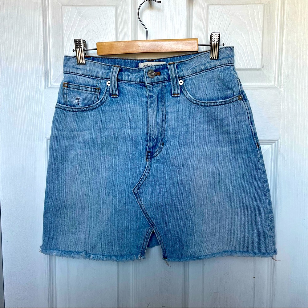Madewell Frayed Hem Denim Mini-skirt
